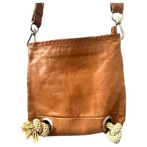 Renato Angi Venezia Italy Brown Leather Nautical Rope Accent Crossbody Purse